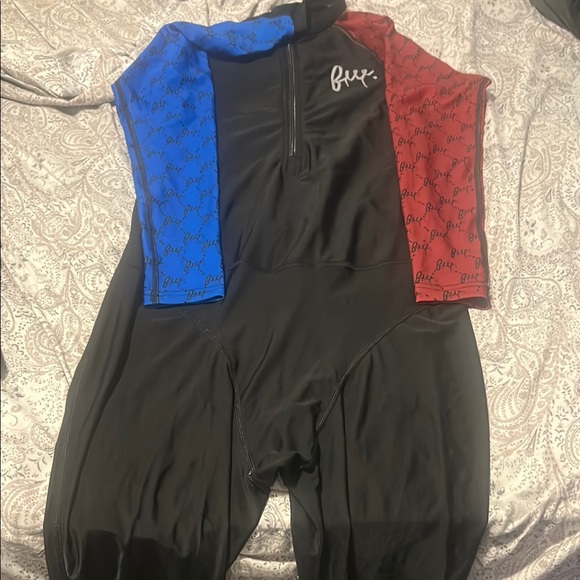 Kids One Piece Swimsuit - Black, Blue, and Red - Picture 1 of 1